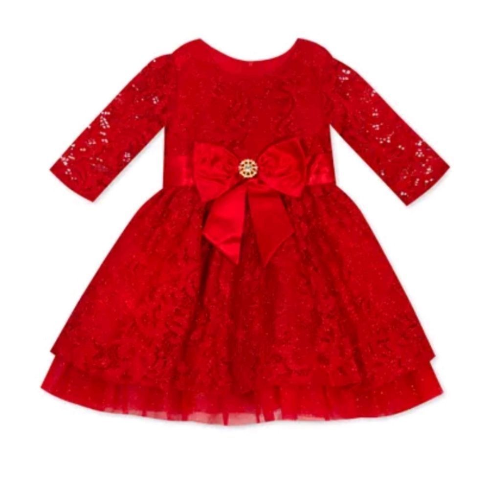 Rare Editions Baby Girls Glitter Dress | 3-6 Months